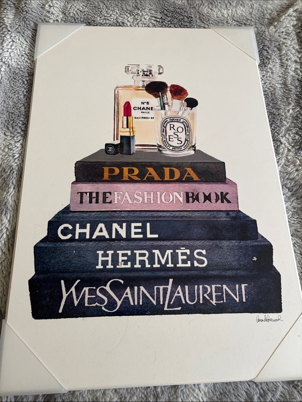 Luxury Fashion Books Wall Art Print - Neutral, Black, Pink 12 x 18